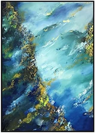 Yfqhdd אוקיאנוס אוקיינוס ​​בים צבוע ביד ציור שמן ציור קיר קישוט בית תקציר ציור אמנות