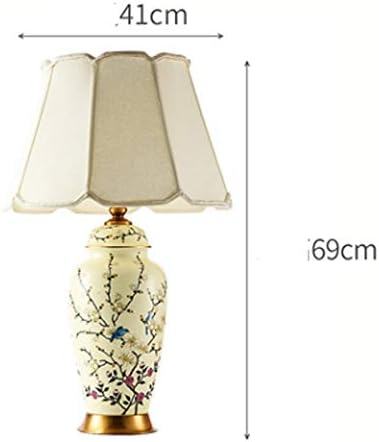 מנורה שולחן קרמיקה קרמיקה-ניו-סינית דפוס צבוע צבוע מנורה קרמיקה מנורה לבטן גדולה אמנות לבנה דגם חדר חדר סלון
