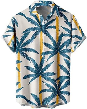 חולצות חוף לגברים אופנה ופנאי דפוס דיגיטלי דפוס דיגיטלי דש דש דש שרוול קצר