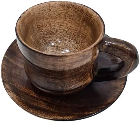 Collectibliblesbuy כוס עץ אספרסו ידידותית לסביבה עם קפה צלוחית שולחן שולחן שולחן כפרי בעבודת יד סגנון