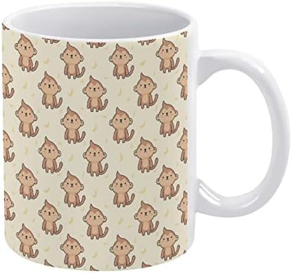 חמוד קוף הדפסת ספל קפה כוס קרמיקה תה כוס מצחיק מתנה עבור משרד בית נשים גברים 11 עוז