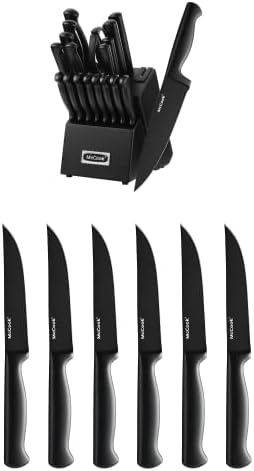 ערכות סכינים שחורות מק69 ג,20 חתיכות + סכיני סטייק מקוק מק59 ב סט של 6