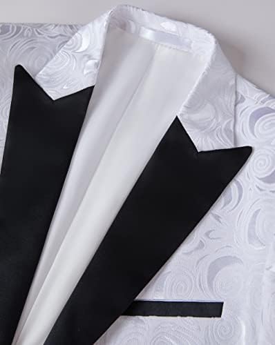 Mogu Mens 2 חלקים פרחים רזים מתאימים טוקסידו שחור לבן למסיבת נשף ארוחת ערב לחתונה