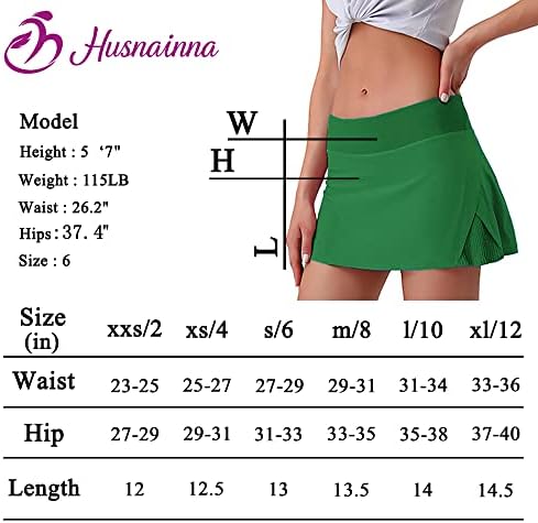 חצאית טניס קפלים של Husnainna לנשים עם 3 כיסים המריצים חצאיות ספורטס אתלטיות עם אימון גולף של מכנסיים