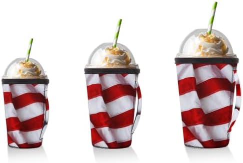 דגל אמריקאי נשרים קירחים שרוול קפה קר לשימוש חוזר עם שרוול כוס ניאופרן של שרוול סודה, לאטה, תה, משקאות,