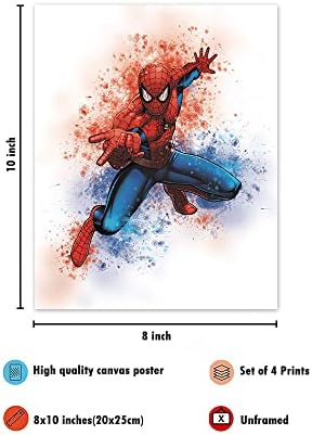 צבעי מים גיבור -גיבור -גיבור עיצוב נושאים עיצוב קיר הדפסי כרזות לילדים בנים עכביש עכביש עיצוב יום הולדת
