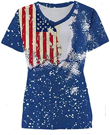 חולצה 4 ביולי חולצות דגל אמריקאי לנשים חולצות דגל שרוול קצר