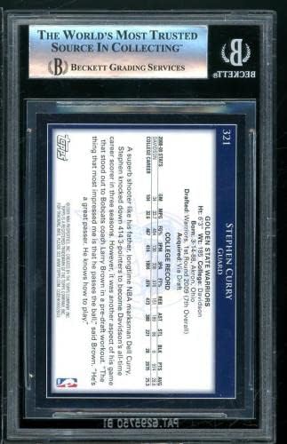 כרטיס טירון של סטיבן קארי 2009-10 טופפס 321 BGS 9 - כרטיסי טירון של כדורסל כדורסל
