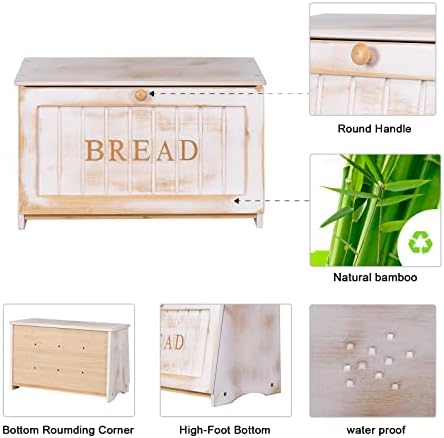 בציר גדול עץ לחם תיבת עבור מטבח דלפק, רטרו עיצוב שכבה אחת במבוק גדול קיבולת מזון אחסון סל