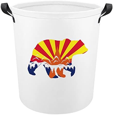 אריזונה מדינת דגל דוב הר גדול סל כביסה סל תיק כביסה עם ידיות עבור מכללת במעונות נייד
