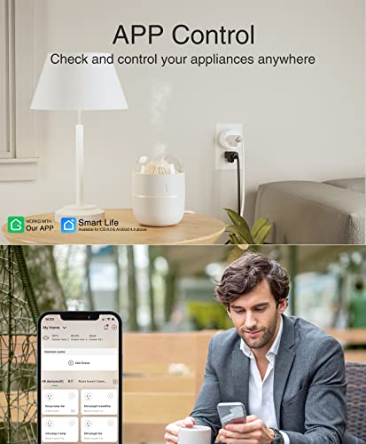 Ghome Smart Mini Plug, 2.4G Wi-Fi Outlet Socket תואם ל- Alexa ו- Google Home Life, בקרת אפליקציות עם פונקציית