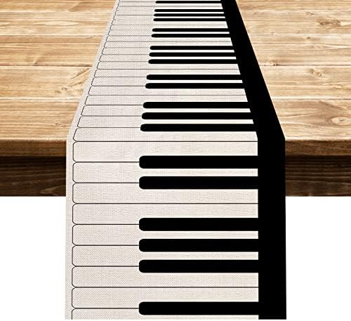אדרט מודרני אמנות מוסיקה הערה עם פסנתר מקלדת פוליאסטר שולחן רץ בד כיסוי & מגבר; מיטת שידה צעיף רצי 13 * 72 מסיבת