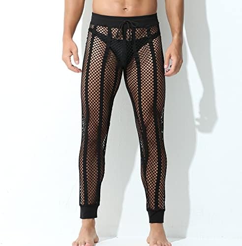 סינזלימין גברים יבול מכנסיים סקסי פרספקטיבת רשת חלול לנשימה אלסטי מותניים בסיס שכבה מכנסיים חותלות