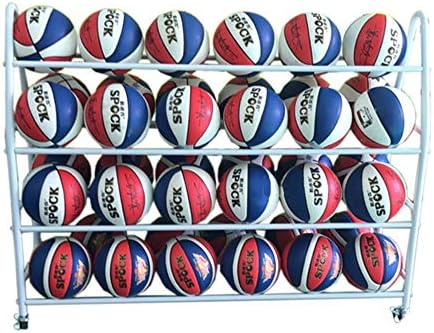 מדף כדורסל מדף כדורסל מתלה כדורי כדורסל 3 שכבות כדורגל כדורי כדורי ספורט לגישה ואחסון נוח עם מארגן ציוד ווים