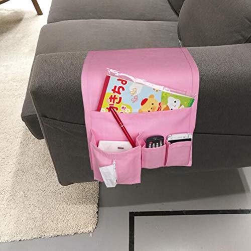 Yq whjb sofa armrestrizer, מתחת למארגן מזרן ספה, תיק מחזיק קולב עם 4 כיסים למגזין טלפון מרחוק-ורוד