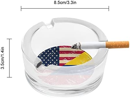 אמריקן וקולומביה רטרו דגל מזכוכית מאפרה עגול סיגריות מארז מחזיק מגש אפר למשרד ביתי קישוט מקורה