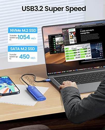 ORICO M. 2 NVMe SATA SSD מארז מתאם כלי-בחינם, USB C 3.2 Gen 2 10Gbps NVME, 5Gbps NGFF SATA PCIe