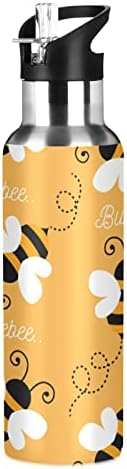 Umiriko Bee Beey בקבוק מים תרמוס עם מכסה קש 20 גרם לילדים בנות בנות, אטום דליפות, נירוסטה מבודדת