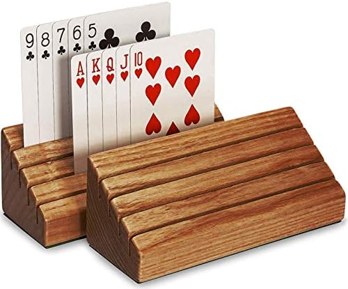 Skavij מעץ מעץ בעבודת יד מנחקת כרטיסים מחזיק קלפים מגש מארגן קלפים