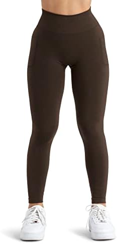 אגרוסט נשים חותלות אימון חלקות עם כיסים מגרש חותמי כושר הרמת התחת של מכנסי יוגה מותניים גבוהים