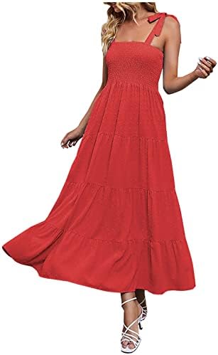 WPOUMV שמלות קיץ לנשים שרוול קצר שרוול קצר שמלת MIDI שמלת שכבון שוויצרי שמלת נקודה שוויצרית שמלת נדנדה זורמת