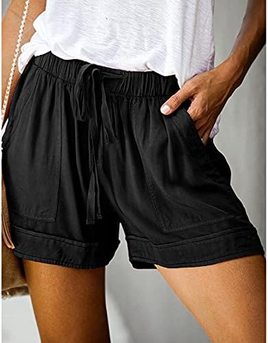 רוירויליקו נשים קיץ מכנסיים קצרים מזדמנים רגל רחבה כושר רופף מכנסיים קצרים נוחים שרוך מכנסי חוף זורמים אלסטיים