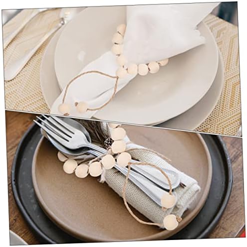 צעצועים 4 יחידים חרוזי עץ טבעות מפיות שולחן חתונה שולחן חתונה תפאורה לחתונה תפאורה לחדר אוכל לעיצוב לארוחת ערב