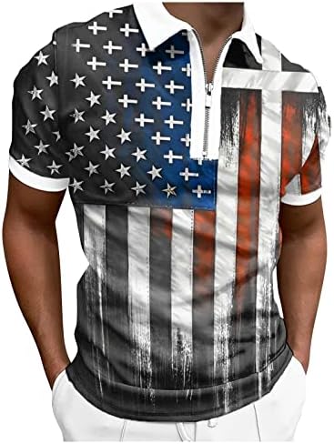 חולצות פולו דגל ארהב של גברים פטריוטיות 4 ביולי חולצות טי קיץ קז'ואל רופף וינטג 'צמרות טוניקה שרוול קצר