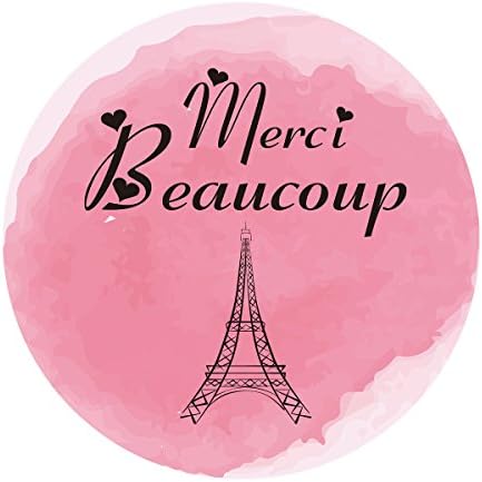 מג'וש פריז תודה מדבקות, מרצ'י ביוקופ נערת ורוד מקלחת לתינוקות או מסיבת יום הולדת תוויות מדבקות, מגדל