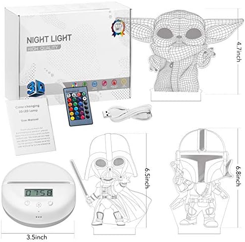 3ד כוכב מלחמת לילה אור לילדים-3 דפוסים 16 צבע שינוי דקור מנורה-חם לבן אור לשינה-כוכב מלחמת צעצועים