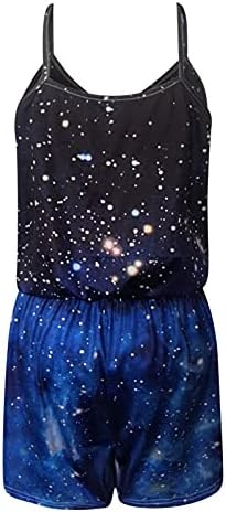 נשים קצרות סרבל קיץ קיץ עניבה פרחונית צבע הדפסת צוואר צוואר גופת מיכל ללא שרוולים רומפרס בגדי שינה.