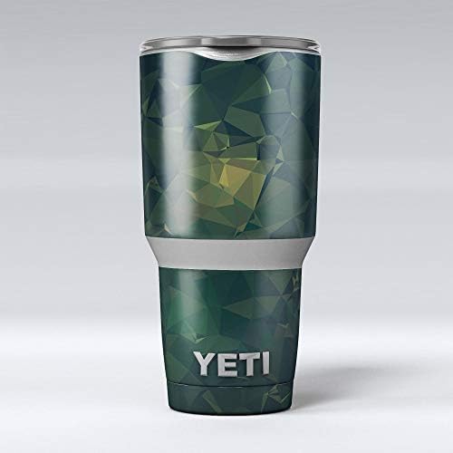עיצוב Skinz Geometric v12 ירוק כהה V12 - ערכת גלישת ויניל של מדבקות עור תואם לכוסות הכוס של Coolber Cooler