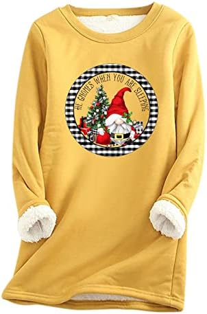 חולצת הדפס לחג המולד של נשים סווטשירט סווטשירט עבה בצוואר חורף תחתונים אופנה רכה חמה