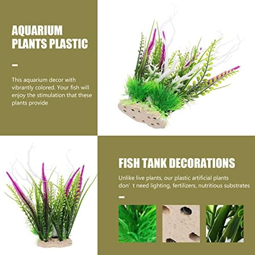 אקווריום צמחי דגי טנק קישוט מלאכותי פלסטיק ירוק מים דשא צמחים מלאכותי אצות מים צמחים מתחת למים עץ