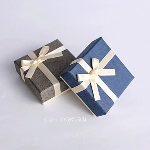 תכשיטי קופסא קרטון אריזת אריזת מתנה כחול אפור עגיל שרשרת טבעת תצוגת אריזה 5 קופסות / תיק