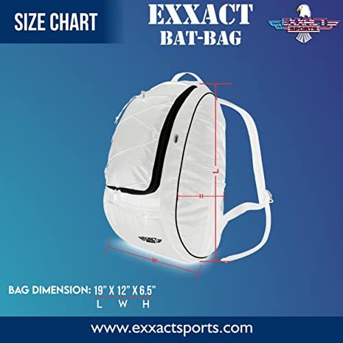 תיק עטלף בייסבול של Exxact Sports - תיק סופטבול לבנות, תרמיל בייסבול לבנים, ציוד כדור T עם תא