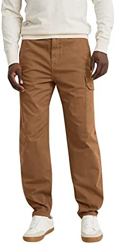 מכנסי מטען לגברים כותנה כותנה ארבע עונות אופנה פשוט בצבע מוצק אלסטי המותניים סופר מכנסיים מזדמנים