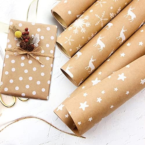 10 יחידות חג המולד גלישת נייר פתית שלג דפוס מתנה לעטוף קראפט דקורטיבי אריזה 44 על 100 סמ