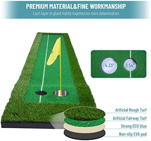 גולף מכניס ירוק, 10ft רול אמיתי, משחקי גולף משחקי גולף ללא Wrinke, ירוק עם דשא מציאותי עבור מקורה/בחוץ,