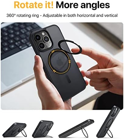 Andobil Easy -Relax iPhone 14 Pro Max Thone Case - 360 ° טבעת מגנט דו צדדי כפול רוטט - תואם למארז טלפון