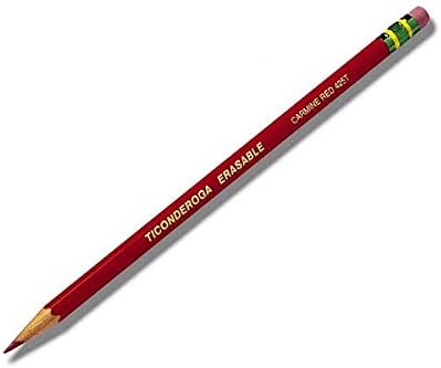 טיקונדרוגה מחיק בדיקת עפרונות, מראש חידד עם מחק, אדום, חבילה של 4