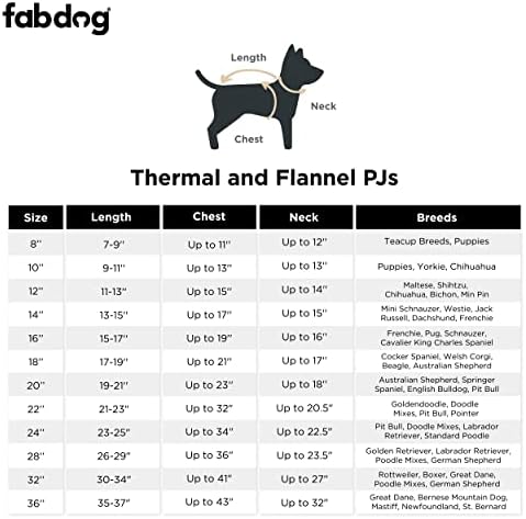 פיג'מות כלבים של Fabdog Flannel-עיצובים צבעוניים-בגדי לחיות מחמד לכל העונות לגורים, כלבים גדולים-גדלים בין 8