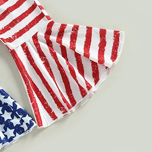 פעוטות פעוט תינוקת 4 ביולי תלבושת תלבושת מכתב גופית גופית גופית גופית תחתית מכנסיים מתרחבים דגל אמריקאי