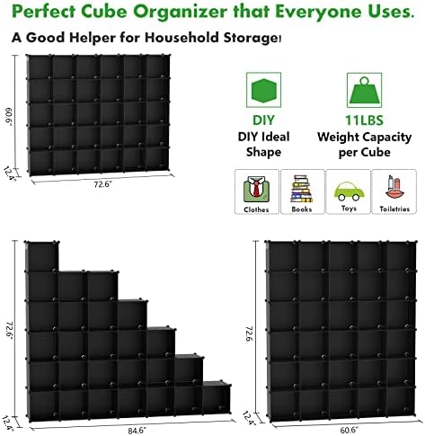 מארגן אחסון C & Ahome Cube, יחידות מדפים של 30 קוביות, ארון ארונות, מדף ספרים מודולרי מפלסטיק DIY, אידיאלי