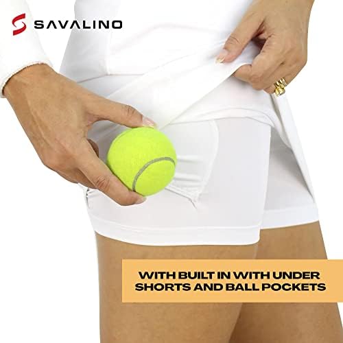 Savalino Nadia Skorts - חצאית טניס כחולה לנשים, חצאיות נשים אתלטיות עם מכנסיים קצרים וכיסים, מיני חמוד אתלטי