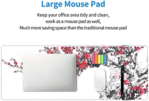 כרית עכבר גדולה למשחקים, שזיף פריחת שזיף XL Mousepad, מחצלות מקלדת מורחבות ללא החלקה לתפילה לשולחן העבודה,