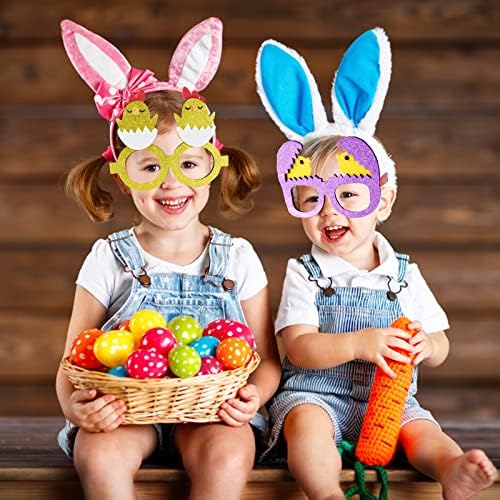 משקפי מסיבת בעלי חיים של פסחא - ילדים מצחיקים חידוש משקפיים מסגרת עם אוזני ארנב ארנב ארנב ביצים אפרוח