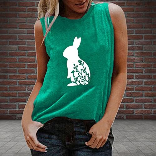 ארנב הנשים של UBST חולצות הדפסים ללא שרוולים צוואר עגול צמרות טריקו חולצת טריקו אפוד גופיות פסחא לגברות ונערות