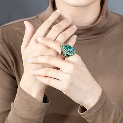 נשים טבעת - 32 ממ גדול גודל עתיק זהב מצופה תורכי סגנון ירוק חן בציר בנות טבעת נשים תכשיטי 0769 ירוק