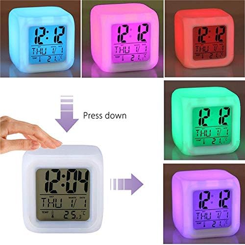 7 ColoralArm Clock Led שעון דיגיטלי החלפת לילה אור זוהר שעון שולחן ילדים נואש ילדים מתנה מתנה חום איילים צעצוע